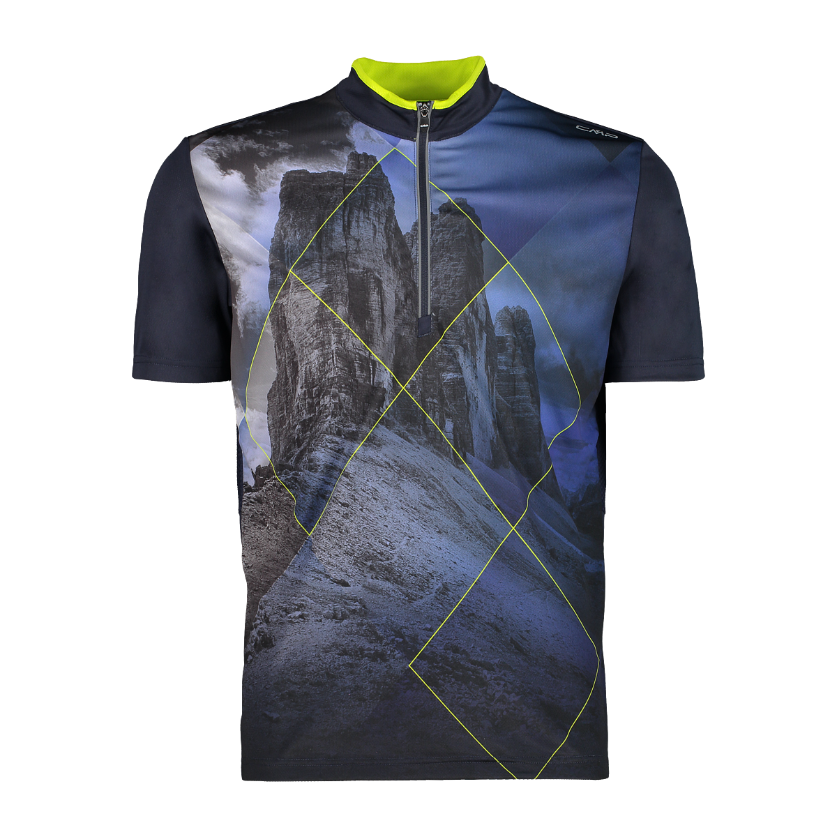 Men s half zipper bike jersey with mountain inspired print