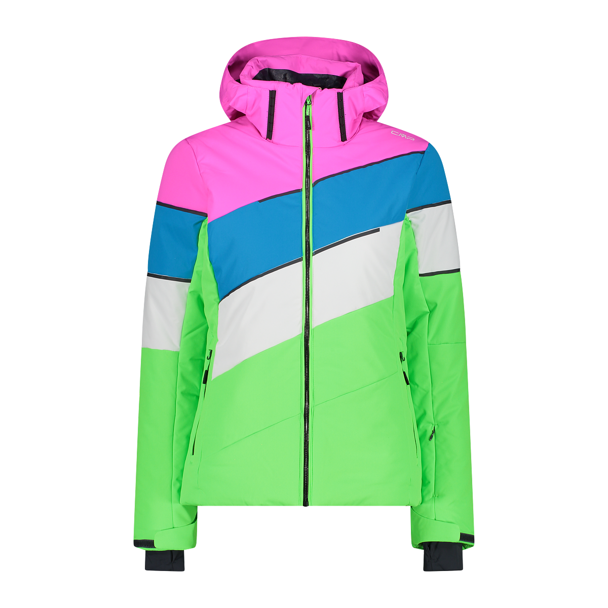 Women's twill ski jacket with diagonal inserts