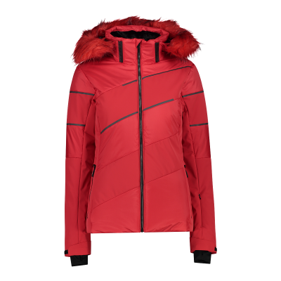 Womens red ski jacket with fur hood hotsell