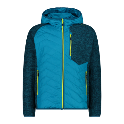 Women's hooded hybrid Knitech jacket with front padding