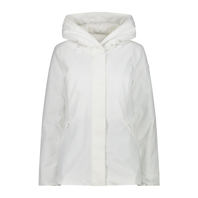 Giacca donna con cappuccio in misto lana riciclata