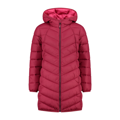 Girl's padded parka jacket with a fixed hood