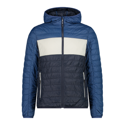 Men's nylon fixed hood jacket with light padding