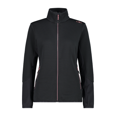 Women s fleece with textured tubular weave and fix hood