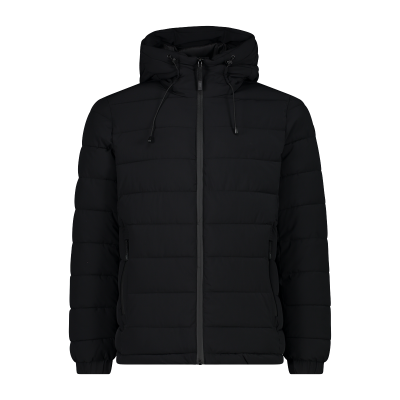 Men s long jacket with recycled Sorona insulation and fixed hood