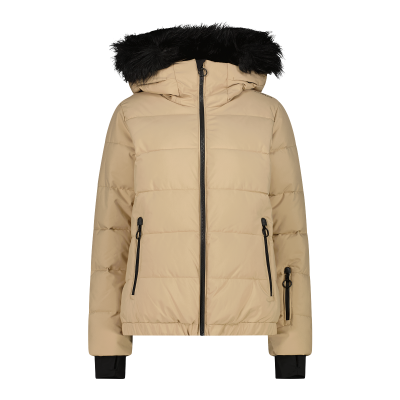 Women's twill ski jacket with fixed hood