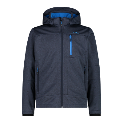 Melierte Softshell-Herrenjacke mit abnehmbarer Kapuze