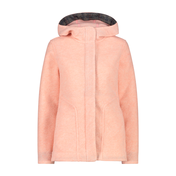 Giacca donna con cappuccio in misto lana riciclata