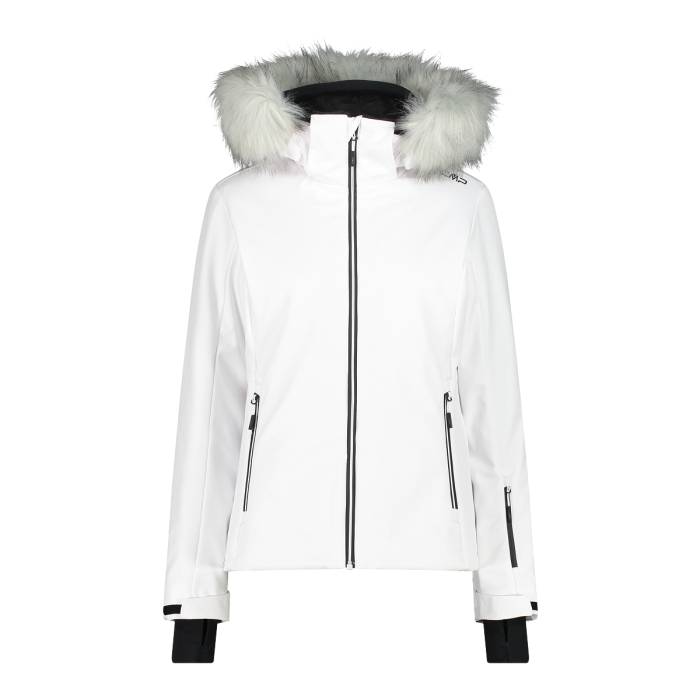 White ski jacket with fur on sale