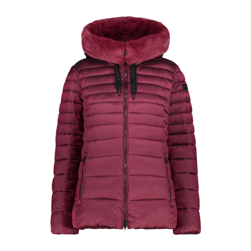 Women s hooded padded jacket with high and wraparound collar