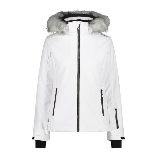 Women s softshell ski jacket with faux fur hood