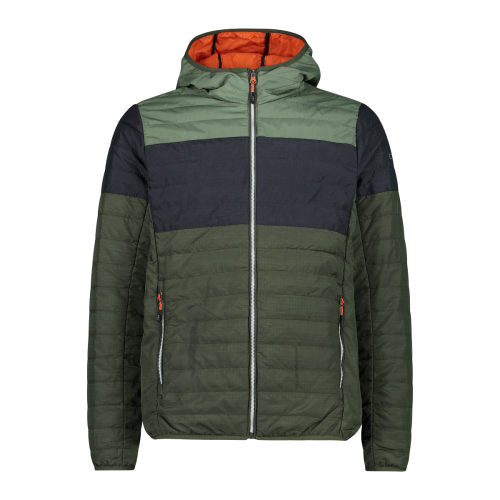 Men s fixed hood color block padded jacket
