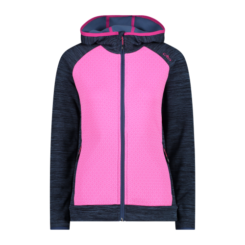 Women s hooded stretch performance jacket with a gemoetric print