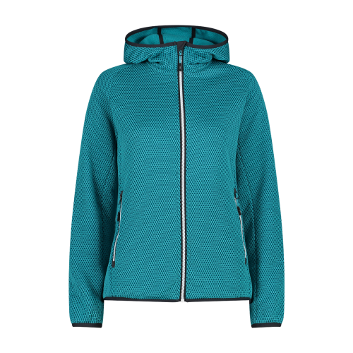 Women s hoodie knit tech jacket in jacquard piqu